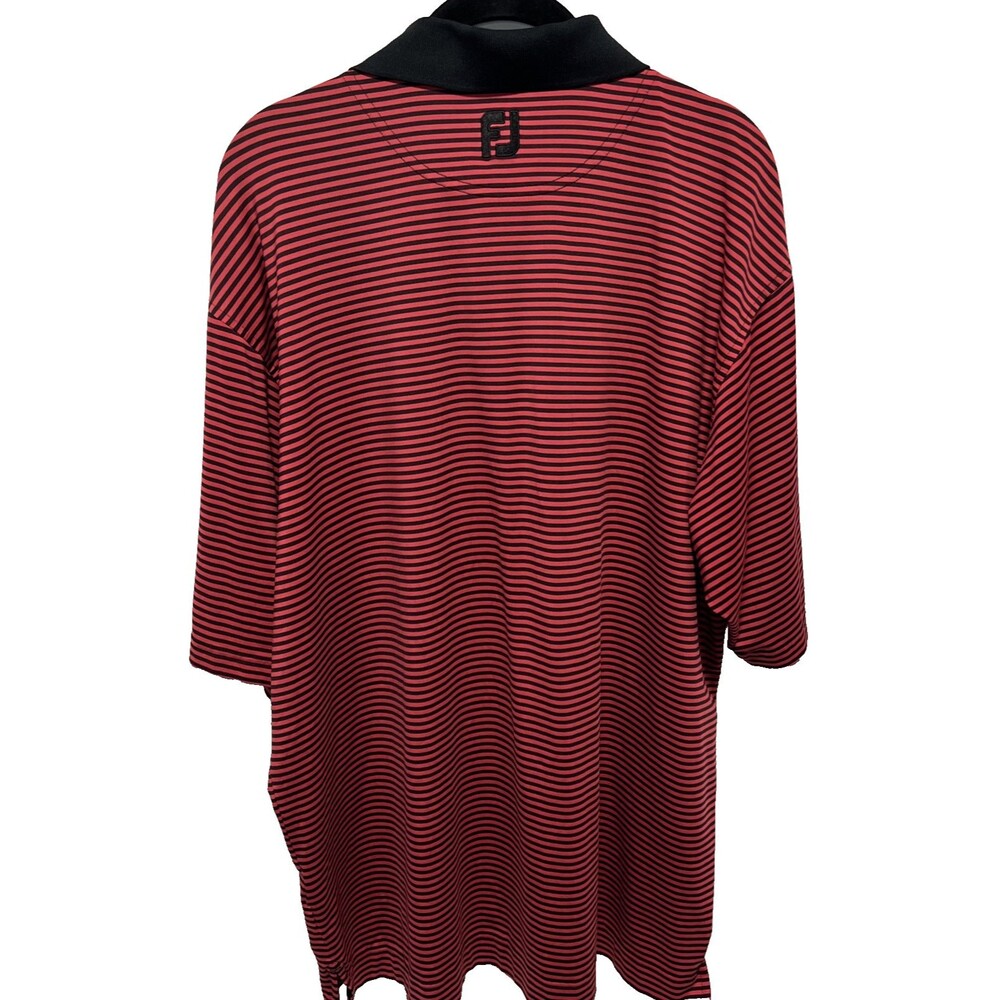 FootJoy Polo Shirt Men's Prodry Lisle Red Black Striped Golf FJ Short Sleeve L - Picture 4 of 5